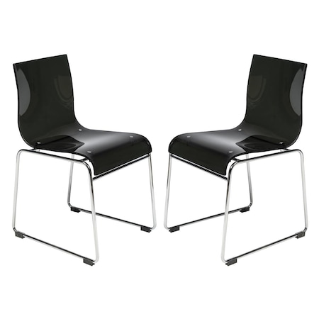 Kd 32.40 in. Lima Modern Acrylic Chair Transparent Black - Set of 2 KD3026955